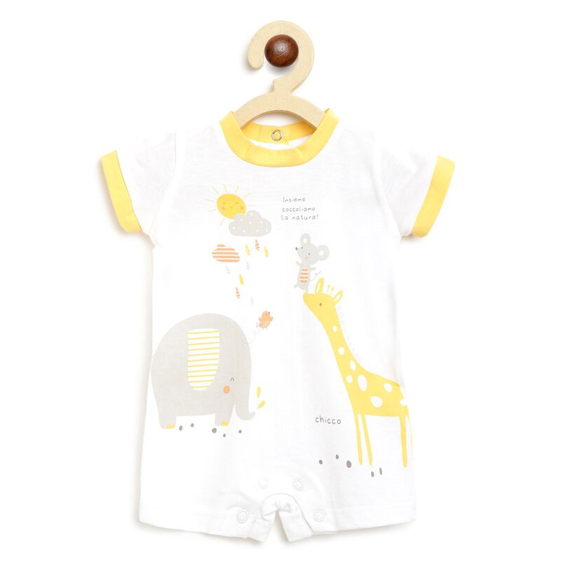 Printed Short-Sleeve Romper White image number 0